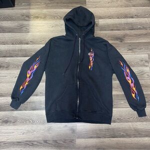 Vintage 2005 Harley-Davidson Men’s Size Large Flame Graphic Zip Hoodie Black Y2K